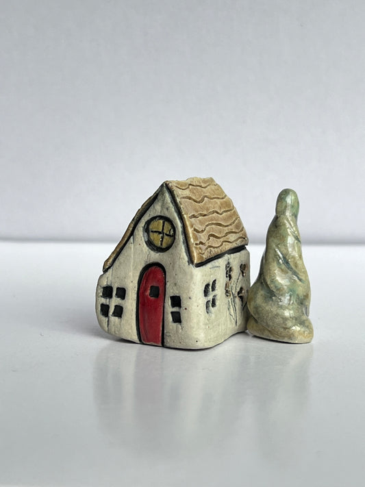 Ceramic House with Tree - College Hill Collection